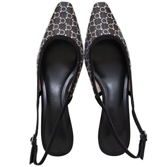 INC INTL Concepts Gemini Slingback Kitten Heels Size US 8.5M Black Bling Mesh - Picture 3 of 5